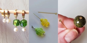 Detailed close-up of 18K gold-plated stainless steel jewelry pins and DIY turtle pendants