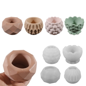 Moule En Silicone Rond Pour Tasse À Bougie Et Pot De Succulentes Texture Géométrique Gravée Pour Bricolage Résine Plâtre Style Nordique