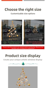 Autocollants de Noël dorés pour vitrine avec motifs sapin et étoiles pour décorations