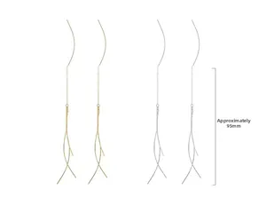 Minimalist S925 sterling silver long tassel ear threads in gold and silver finish, 95mm long