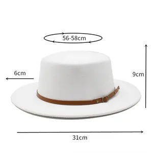Spécifications de taille du chapeau plat en laine avec détails bord et circonférence