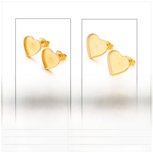Détail de bases de boucles d'oreilles en cœur doré en acier inoxydable pour création DIY