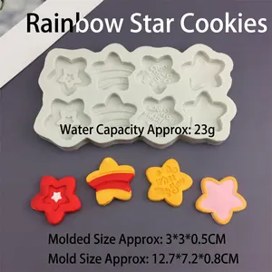 Detailed size parameters of 8-cavity star silicone mold for DIY baking and chocolate