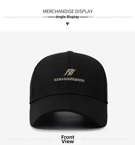 Detailed front view of black baseball cap featuring golden brand logo embroidery