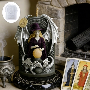 Molde de silicona 3D de bruja y dragón en relieve para velas aromáticas de bricolaje