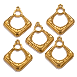 Bohemian gold stainless steel diamond pendants with sunburst texture for DIY jewelry