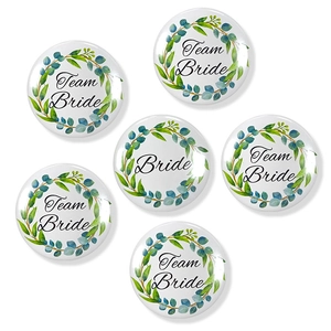 Floral Team Bride and Bride tinplate badges set for wedding bachelorette parties