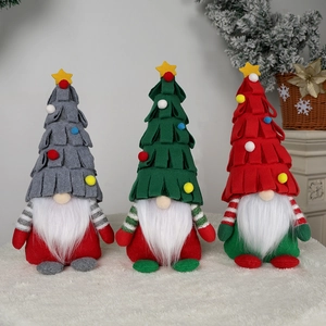 Ornamenti Di Peluche Con Gnomi Natalizi Cappello Albero Senza Volto Poliestere Feltro Maglia Decorazione Tavolo Festa Casa