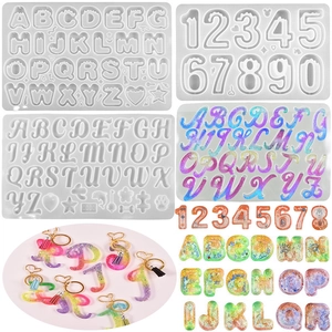 Molde Silicona Letras Alfabeto Números DIY Resina Fundición Joyería Llaveros Herramienta Artesanía Flexible