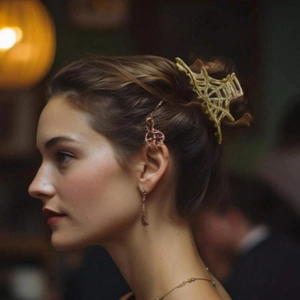 Pince à cheveux élégante en métal doré avec motif toile d'araignée de style gothique