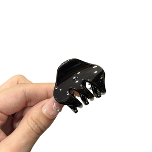 Glossy black acetate small cloud hair claw clip for elegant French style hair styling