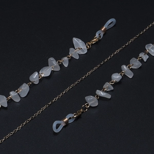 Fashion gold chain with natural white crystals for glasses and masks with silicone loops