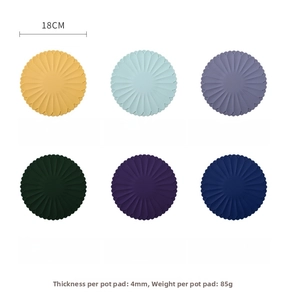 Detailed specs of 18cm petal-shaped heat resistant silicone mats in various colors