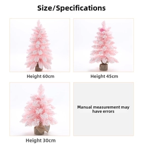 Size comparison chart for 30cm 45cm and 60cm pink flocked mini Christmas trees