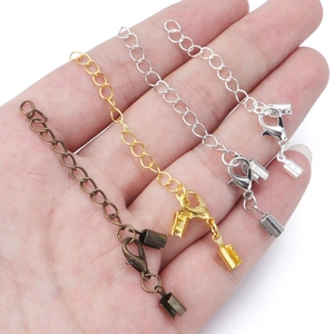Copper cord ends and lobster clasps for bracelets in bronze, gold, and silver finishes