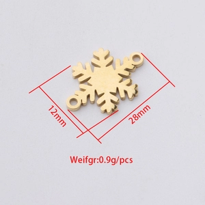 Golden stainless steel snowflake charm with polished finish for DIY jewelry making