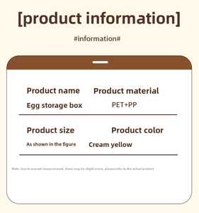 Detailed specifications of cream yellow PET and PP rolling egg storage box for fridges