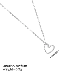 Minimalist hollow twisted heart necklace in stainless steel with 40+5cm chain