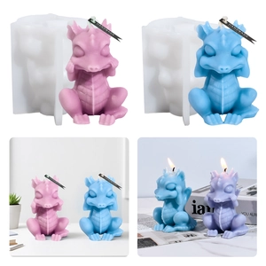 Molde De Silicona De Dragón Bebé 3D Lindo Diseño De Animal De Dibujos Animados Para Velas Aromáticas Yeso Jabón Resina