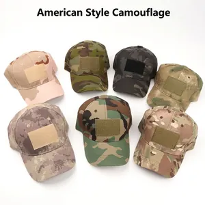 Tactical camouflage baseball caps collection in multiple patterns with velcro front patches