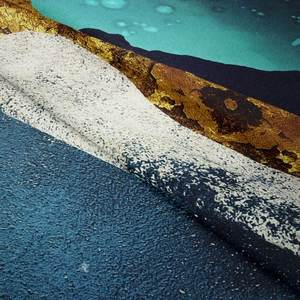 Close-up of abstract mountain landscape tapestry with high-density printing fabric