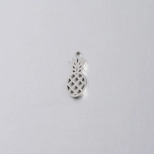 Polished silver stainless steel hollow pineapple pendant for DIY jewelry making
