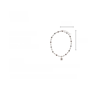 Detailed size specifications for vintage square pendant necklace with crystals