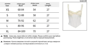 Size chart showing bust, waist, and length measurements for the slim fit tank top