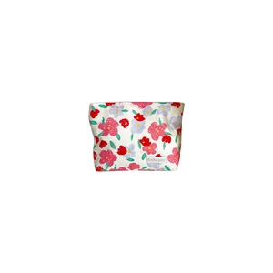 Floral makeup bag with vintage flower pattern and large capacity zipper closure