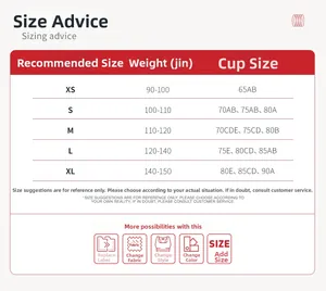Size chart for high-waisted seamless yoga shorts showing weights and cup sizes from XS to XL