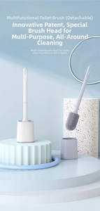 Detail of multi-functional TPR toilet brush with detachable handle and storage base