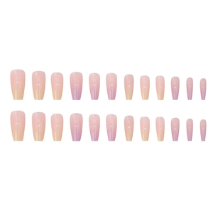 24-piece set of gradient pink ballerina press-on nails with a glossy finish