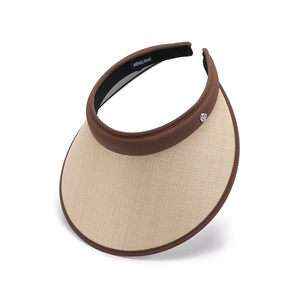Women's UV protection straw top hat with breathable weave and decorative metal buckle