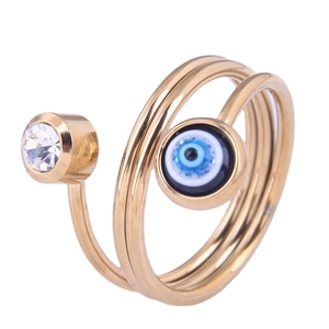 Evil Eye Stainless Steel Spinner Ring Double Spiral Adjustable Rotating Zircon Minimalist Trendy Jewelry Women