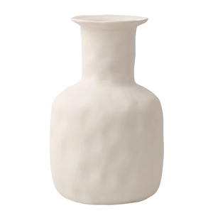 Minimalist matte ceramic vase with rough texture and flared rim for home decor