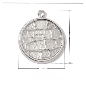 Parameter detail of 14mm textured stainless steel round pendant with ice crack pattern