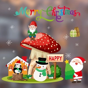 Christmas static window stickers featuring Santa, snowman, and penguin for holiday decor