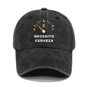 Berretto da baseball in cotone nero lavato con stampa grafica creativa dell'indicatore di birra