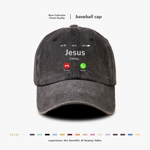Baseball Cap Washed Cotton Vintage Distressed Jesus Calling Phone Print Adjustable Casual Sun Hat For Men Women