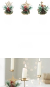 Detail of 15cm gold iron Christmas candle holder with pine cones and snowflake motifs