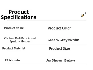 Specifiche del supporto multiuso in PP per spatole e coperchi in verde grigio e bianco