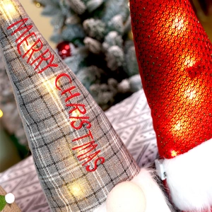 Gnome plush Christmas doll with LED warm lights and festive Merry Christmas embroidery