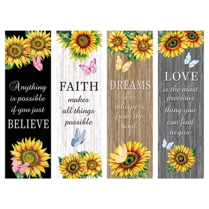Lot de 4 stickers muraux tournesols avec papillons et citations inspirantes anglais