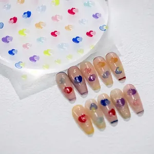 3D colorful heart nail stickers M-150 with translucent jelly design for DIY manicure