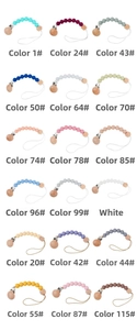 Matrix display of 18 colors for silicone and beech wood baby pacifier clip chains