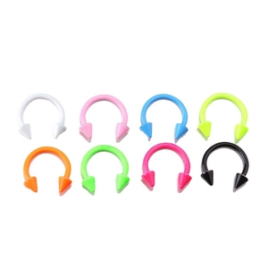 Set of eight colorful C-shaped horseshoe nose rings made of durable stainless steel