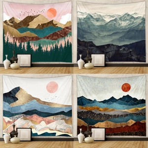 Arazzo da parete con paesaggio montano bohémien per decorazione domestica moderna stili