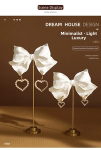 Detail of heart-shaped pearl and rhinestone earrings on a golden T-bar stand