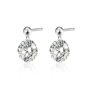 Elegant 925 sterling silver drop earrings featuring brilliant round moissanite stones