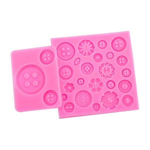 Pink silicone button mold set for fondant and chocolate baking in various sizes